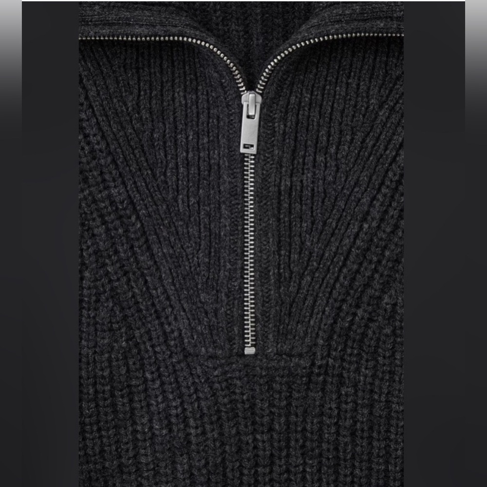 COS Funnel Neck Half-Zip Ribbed Knit Sweater, Grey, XS, New NWOT! - Picture 5 of 8